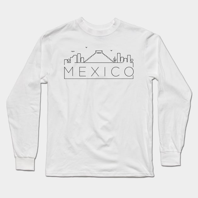 Mexico Minimal Skyline Long Sleeve T-Shirt by kursatunsal